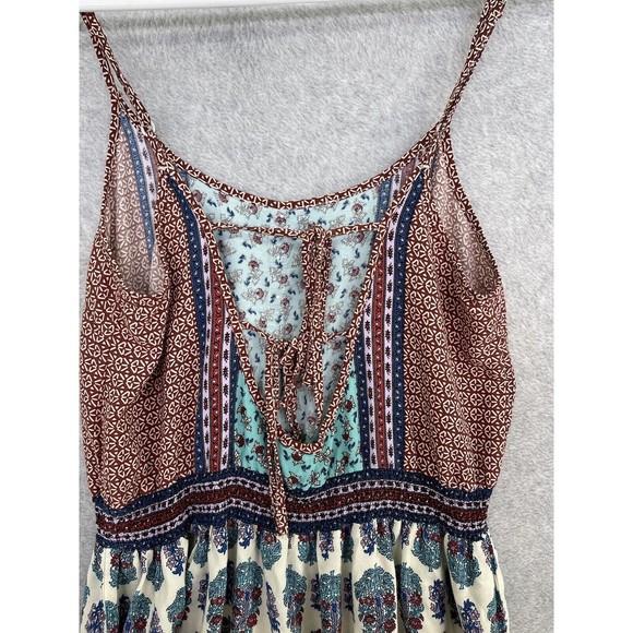 Lorimer NYC Women's Apron Dress Sleeveless Size Medium Pleated Patchwork Print - Picture 7 of 14